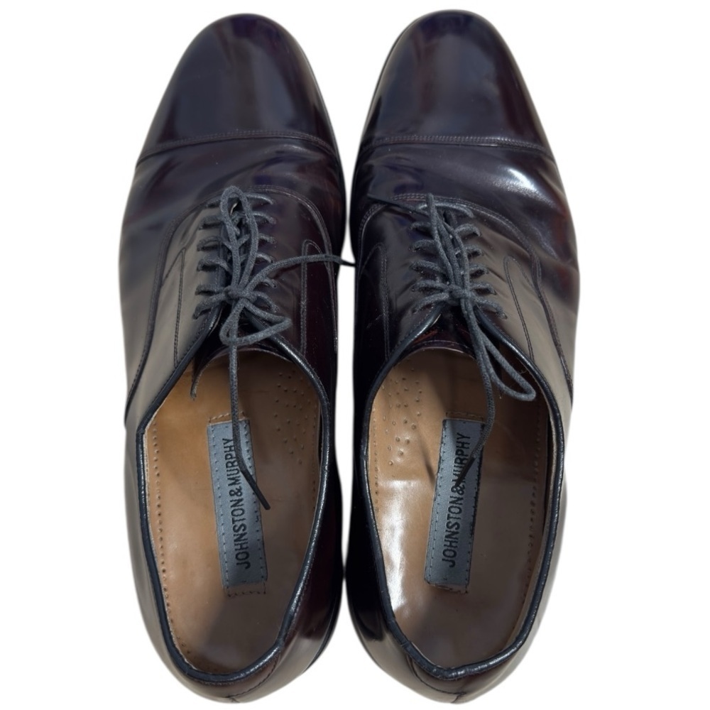 Johnston & Murphy Melton Burgundy Leather Cap Toe Oxford Dress Shoes Men’s 11 D - Picture 4 of 13